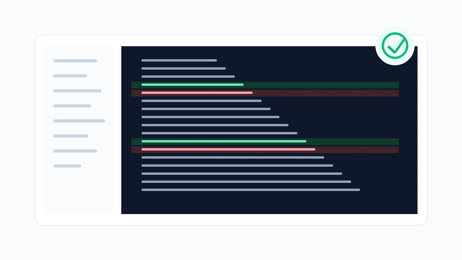 Modern AI assisted code review interface with diff and approval check
