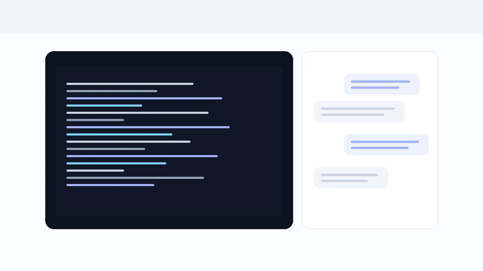 AI coding assistant beside a modern code editor