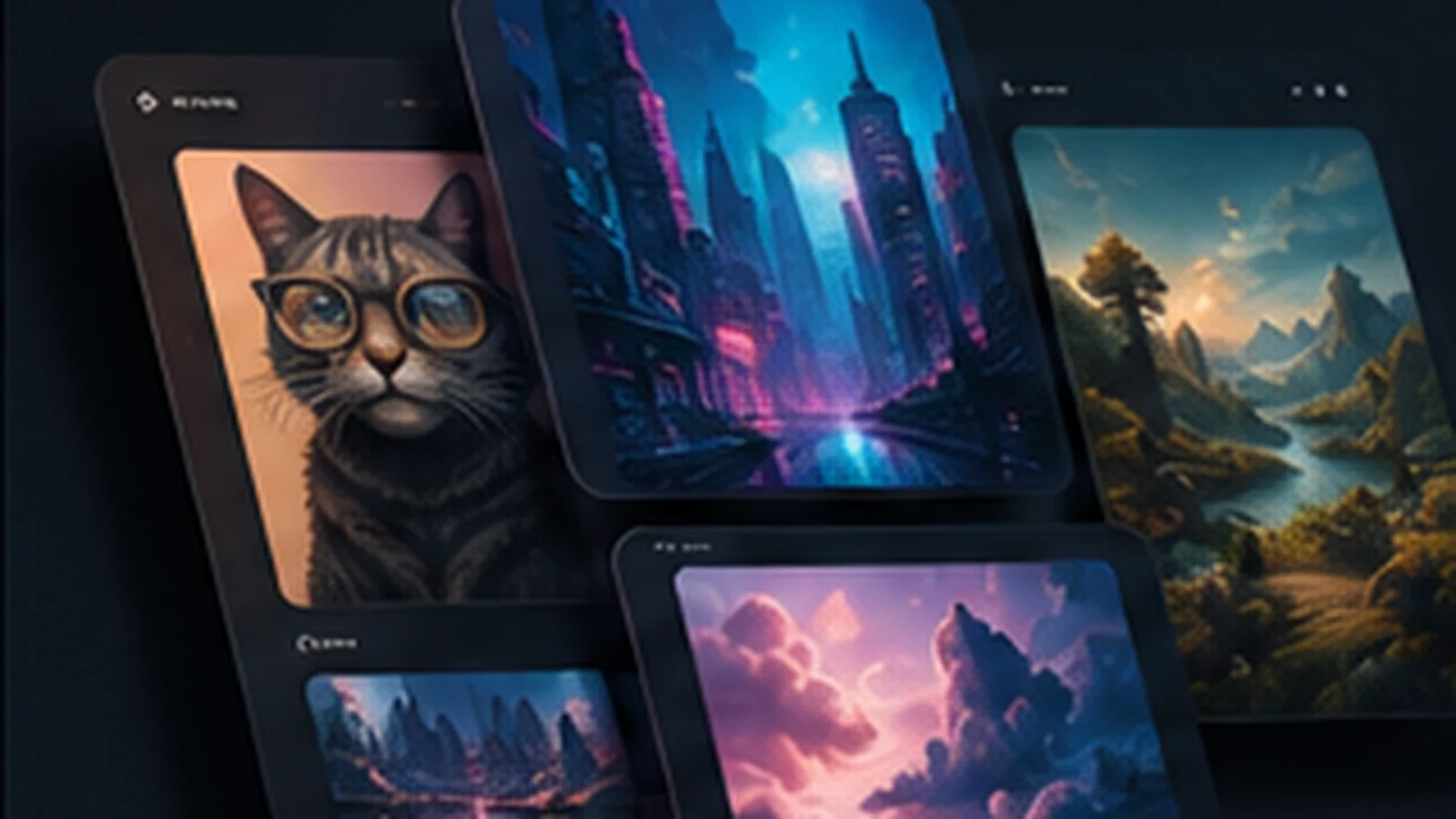 Gallery of colorful digital image concepts for creative image generation