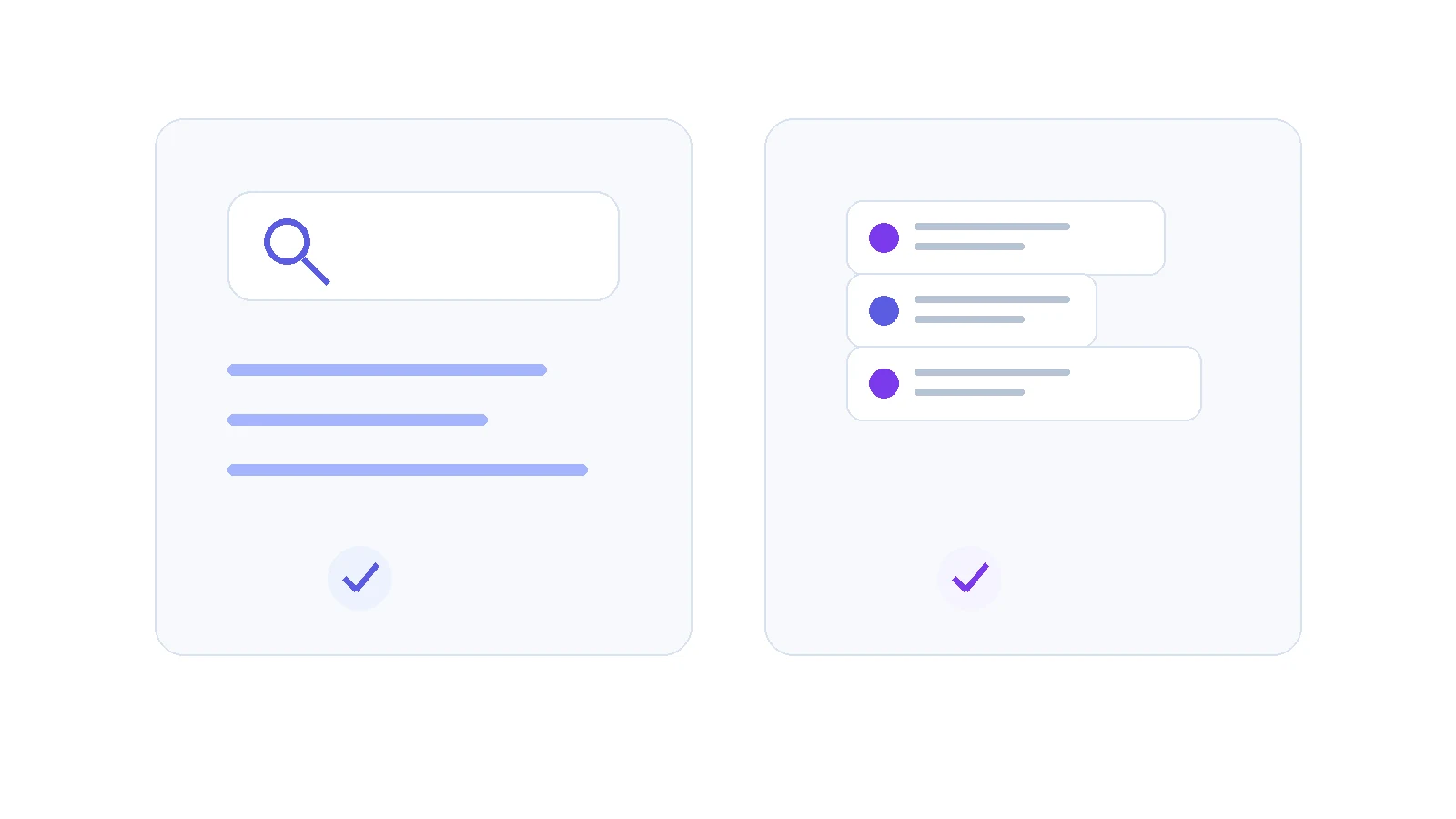 Minimal side-by-side comparison of two different AI research workflows