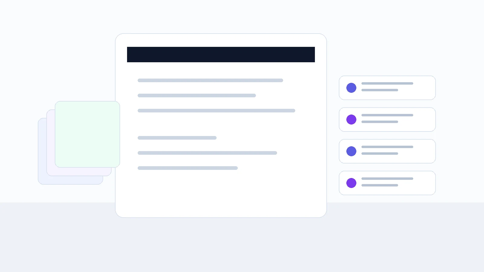 Research document with a structured rail of supporting citation sources